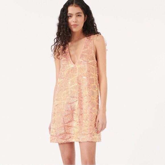BAUM UND PFERDGARTEN Jolietta Sequin Dress In Salmon/ size 38 - Picture 1 of 9
